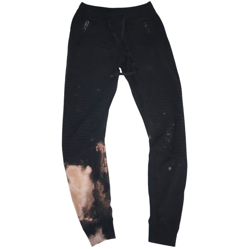 Thrashed Alo Yoga XS Black & Brown Tie-Dye Joggers With Zipper Pockets Grunge